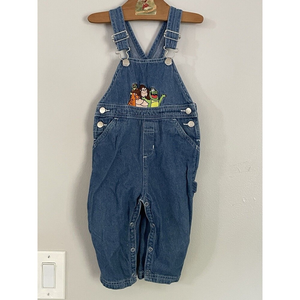 Vintage 90s Rainforest Cafe Overalls Embroidered Frog Animals 18M Macau